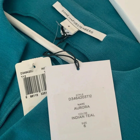 DIANE VON FURSTENBERG NWT Aurora Sheath Dress Teal - Picture 8 of 8